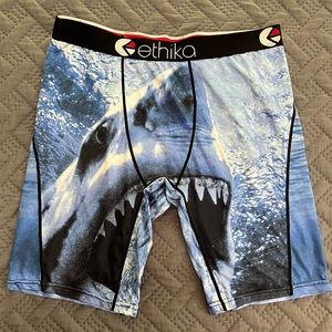 Mens Ethika compression shorts. 
Shark print. Size M.